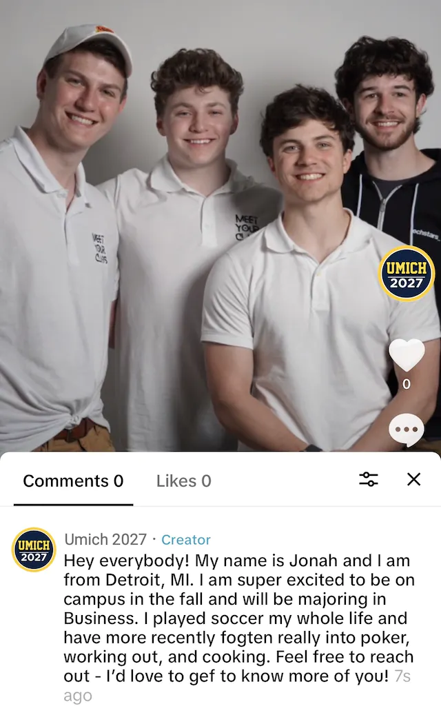 U of M community tiktok page